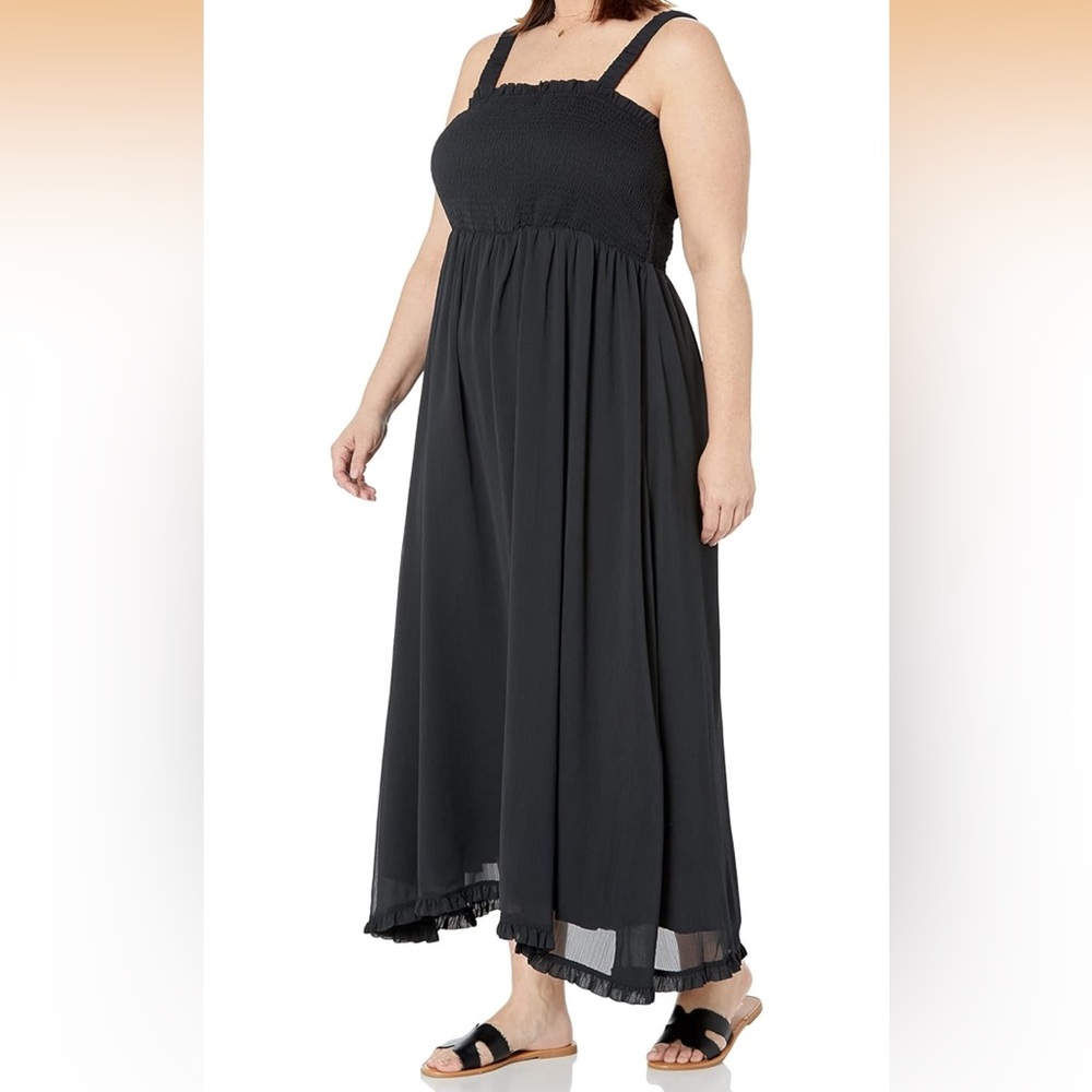 Black Spaghetti Strap Maxi Dress/Sheer overlay😎💓✨